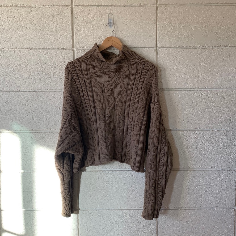 Brown Free People batwing sweater